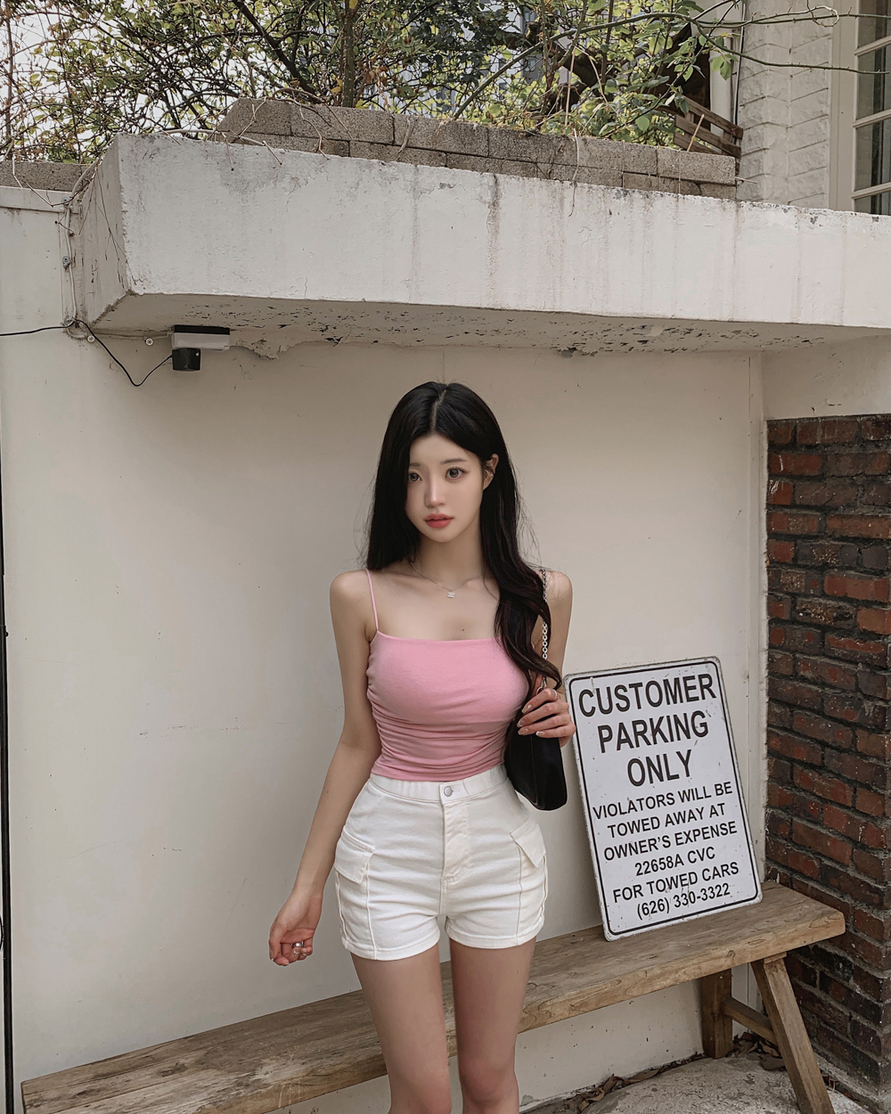 민소매 모델 착용 이미지-S1L166