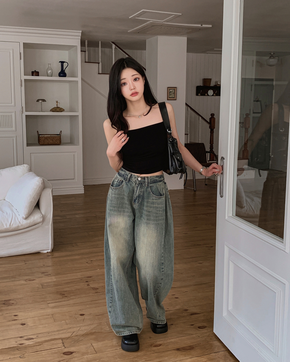 민소매 모델 착용 이미지-S1L100