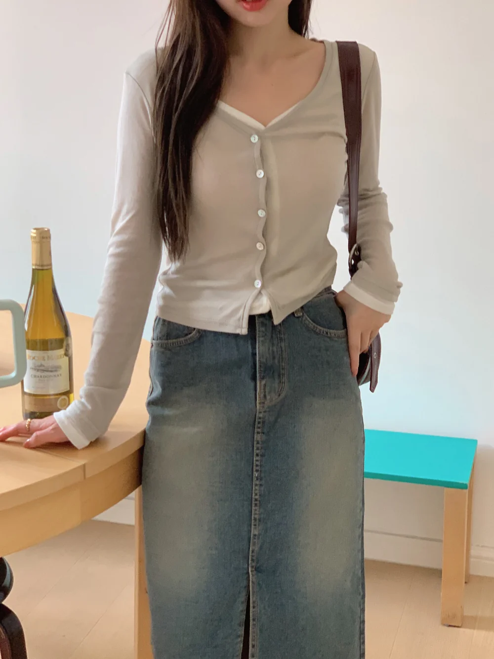 카디건 모델 착용 이미지-S1L63