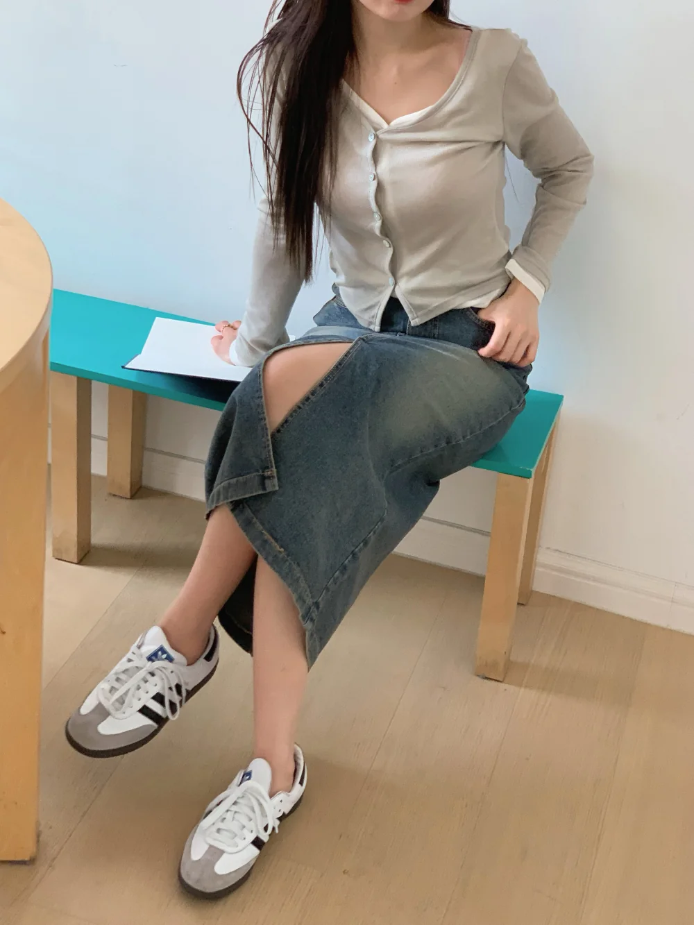 카디건 모델 착용 이미지-S1L58