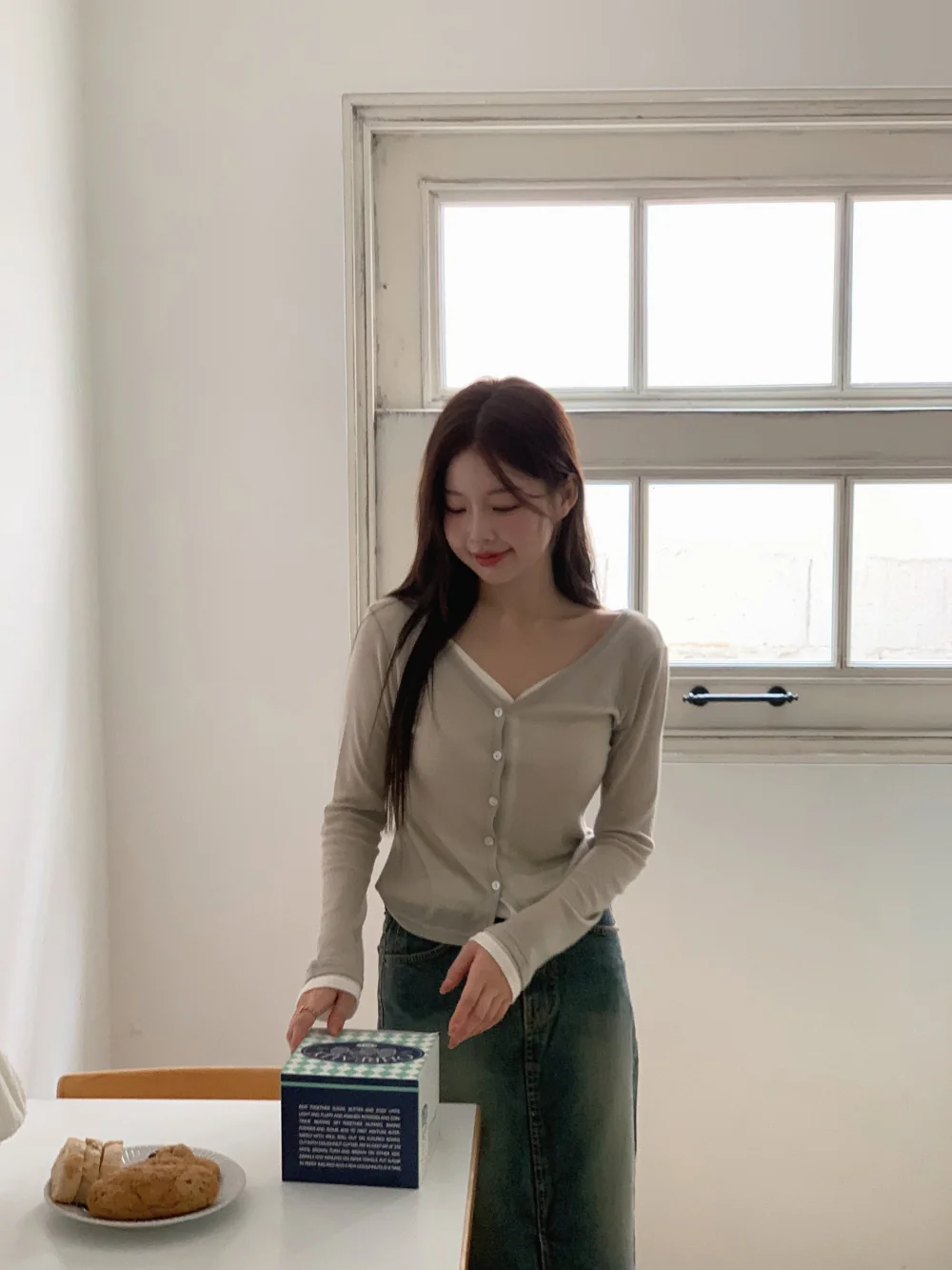 카디건 모델 착용 이미지-S1L14