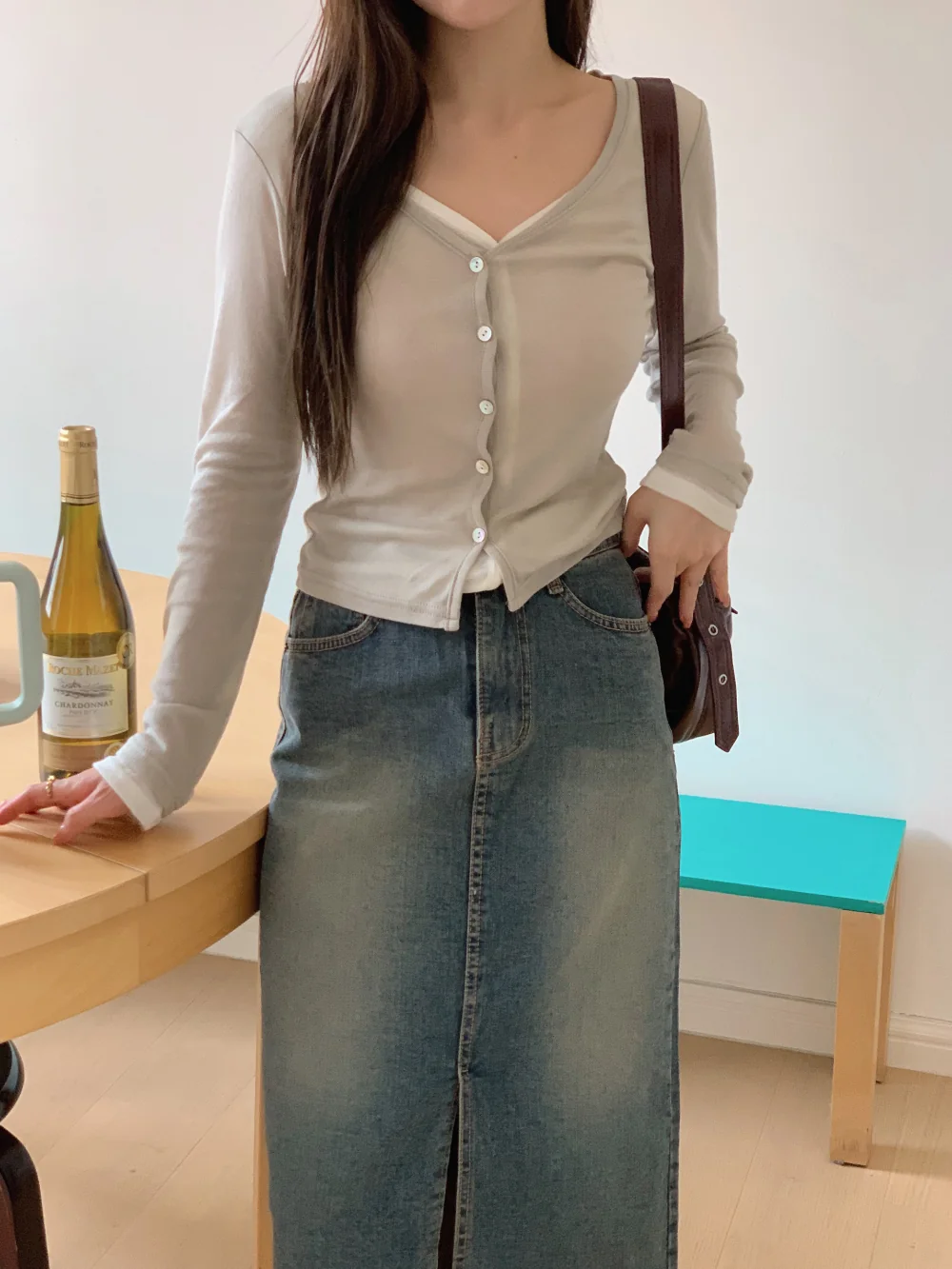 카디건 모델 착용 이미지-S1L25