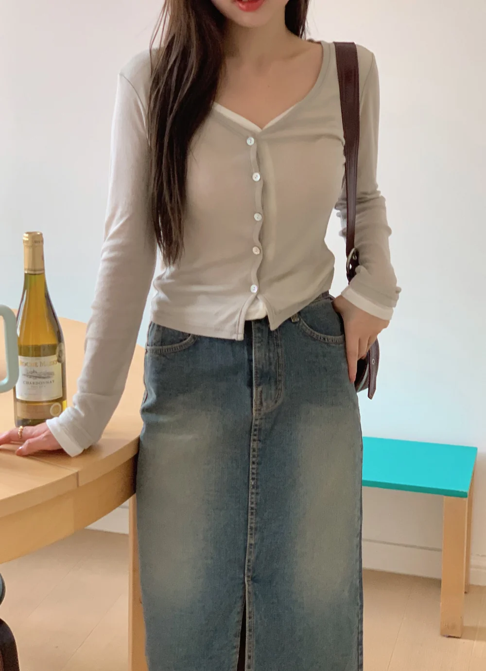 카디건 모델 착용 이미지-S1L24