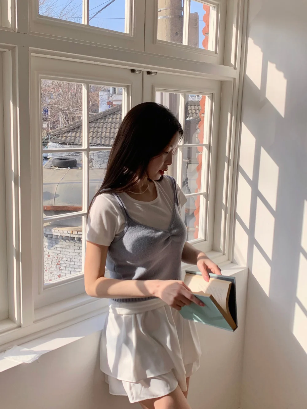 반팔 티셔츠 모델 착용 이미지-S1L34