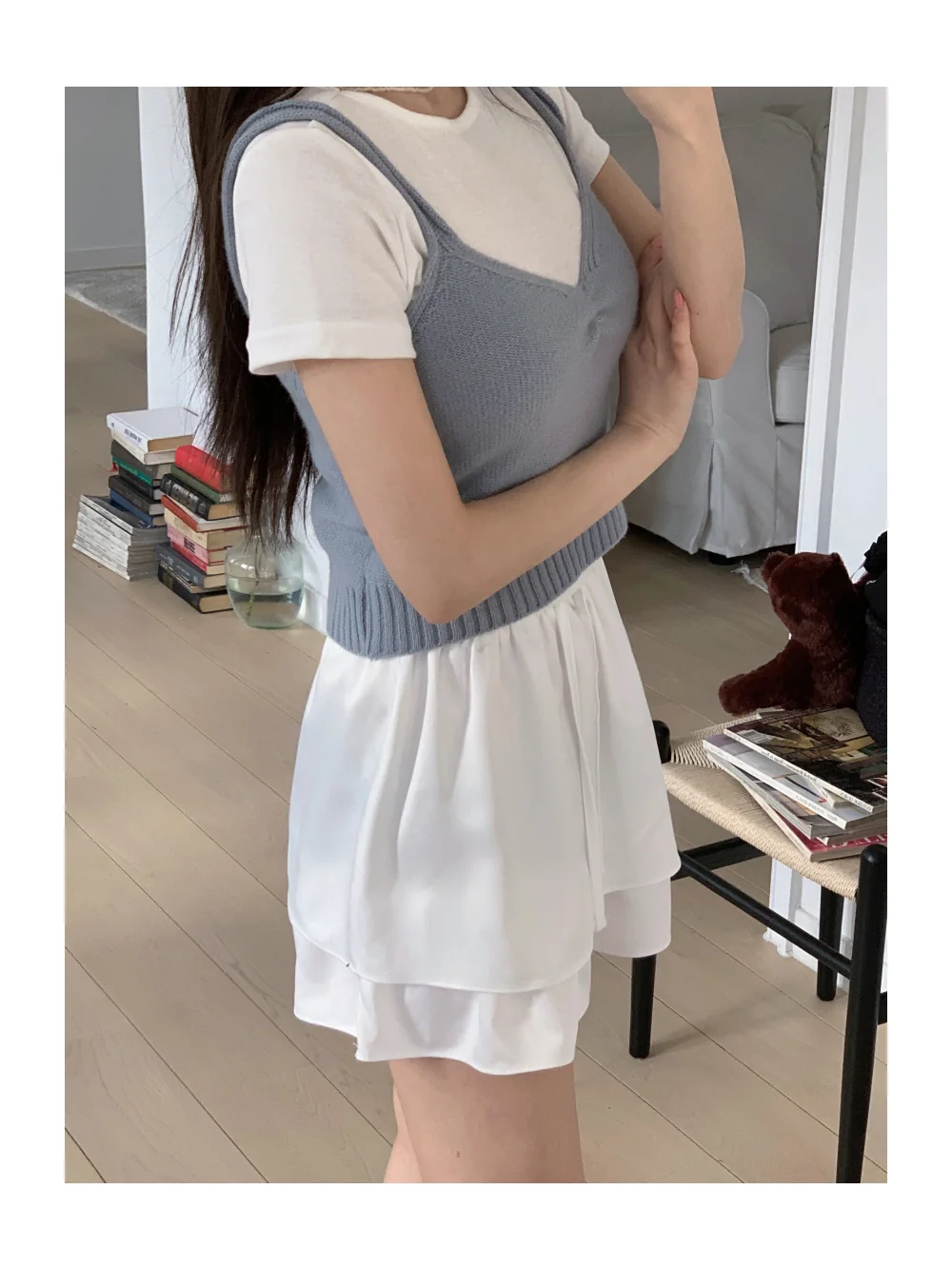 반팔 티셔츠 모델 착용 이미지-S1L42