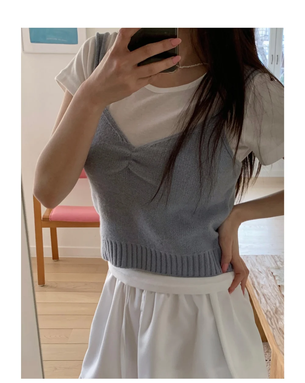 반팔 티셔츠 모델 착용 이미지-S1L46