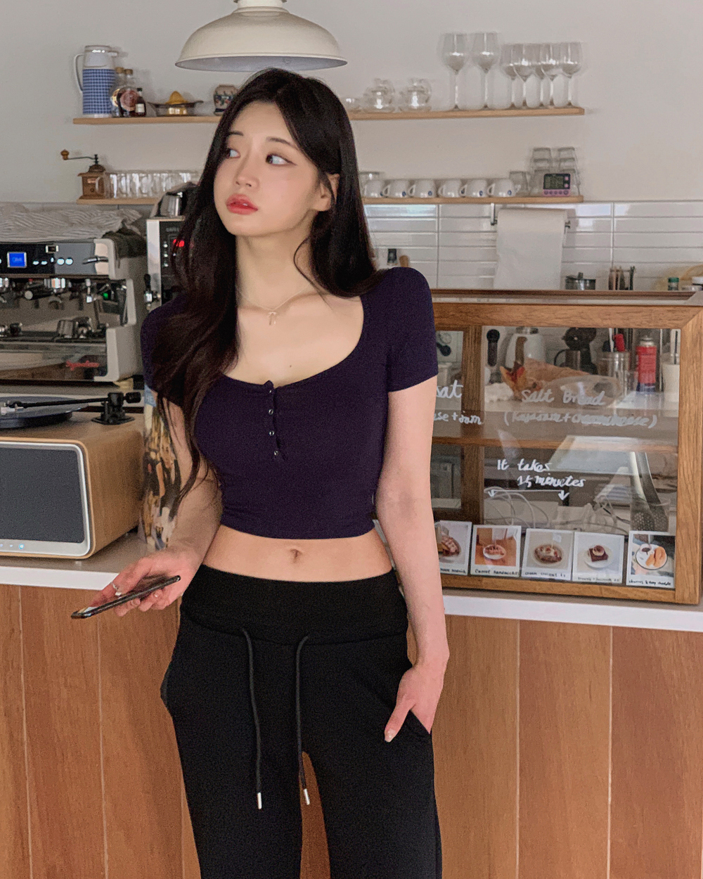 반팔 티셔츠 모델 착용 이미지-S1L33