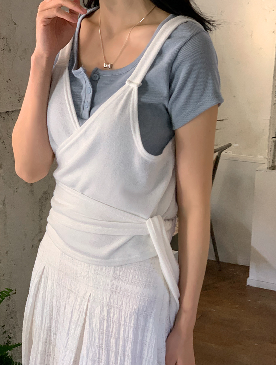 리리앤코 다엘리오 랩스타일 스트랩 레이어드 뷔스티에