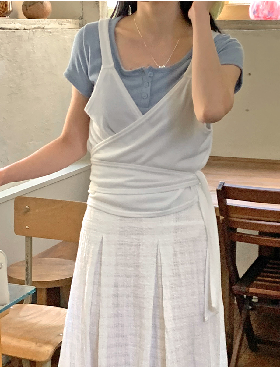 리리앤코 다엘리오 랩스타일 스트랩 레이어드 뷔스티에