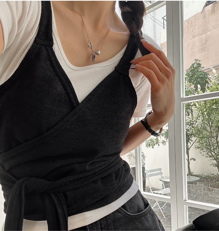 리리앤코 다엘리오 랩스타일 스트랩 레이어드 뷔스티에