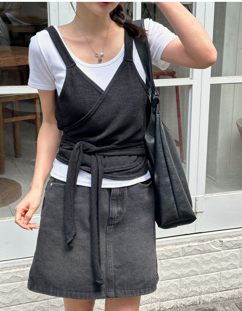 리리앤코 다엘리오 랩스타일 스트랩 레이어드 뷔스티에