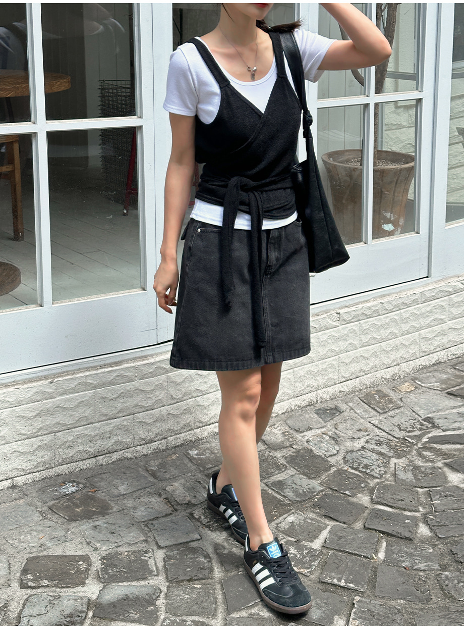 리리앤코 다엘리오 랩스타일 스트랩 레이어드 뷔스티에