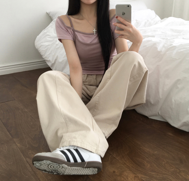 반팔 티셔츠 모델 착용 이미지-S1L26